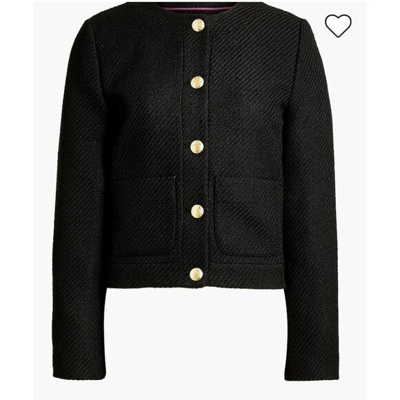 J. Crew Factory Textured Black Blazer with Gold Accents - Picture 1 of 9